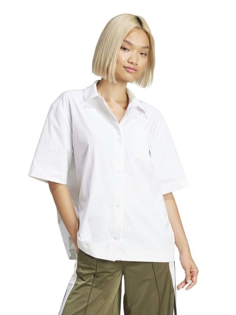 Adidas Originals White Loose Fit Shirt-image-47