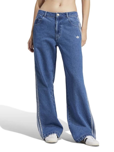Adidas Originals Blue Cotton Loose Fit Jeans-picture-40