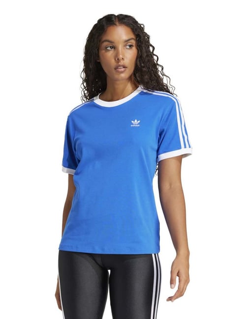 Adidas Originals Blue Cotton Regular Fit Sports T-Shirt