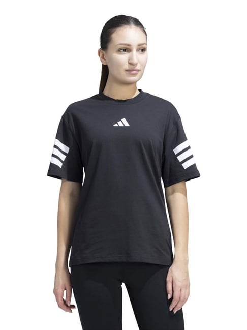 Adidas Black Cotton Fitted Sports T-Shirt-image-36