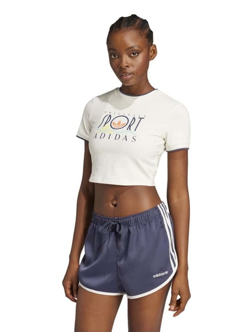 Adidas Originals White Cotton Regular Fit Logo Printed Top-picture-28