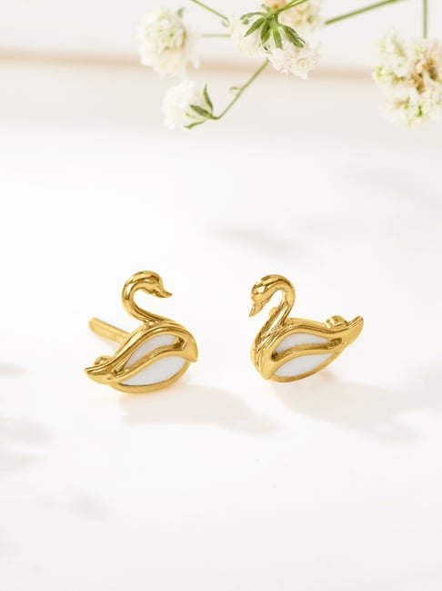 P.N.Gadgil Jewellers 22 Karat (916) BSI Hallmarked Yellow Gold Swan Grace Stud Earring For Woman-picture-11