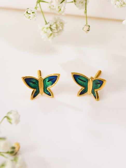 P.N.Gadgil Jewellers 22 Karat (916) BSI Hallmarked Yellow Gold Tropical Stud Earring For Woman-picture-30