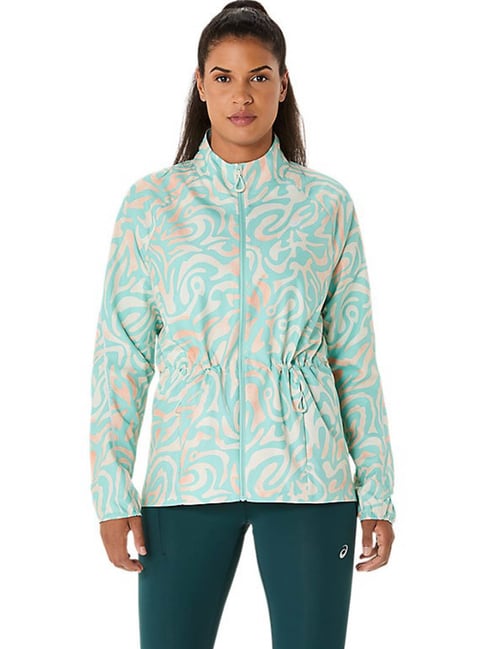 Asics Women's Oasis Green Multi Color Road Lite-show Packable Jacket - Main Image