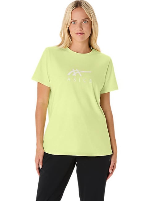 Asics Women's Huddle Yellow Training Core Stripe Graphic T-Shirt