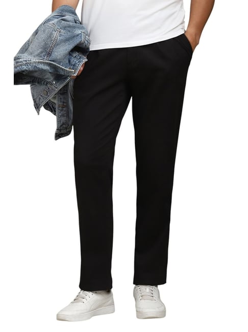 Louis Philippe Black Cotton Regular Fit Trousers-picture-26