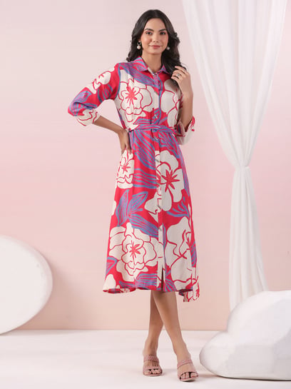 Buy Kaftanize Multi Russian Silk Casual Dress for Womens Online