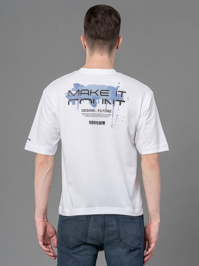 Red Tape White Loose Fit Printed T-Shirt