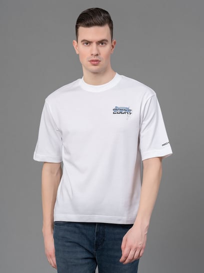 Red Tape White Loose Fit Printed T-Shirt