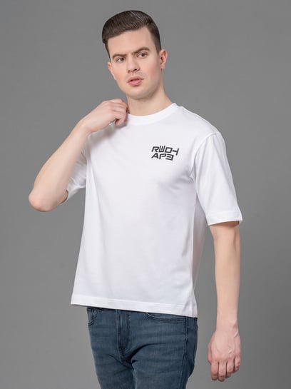Red Tape White Loose Fit Printed T-Shirt