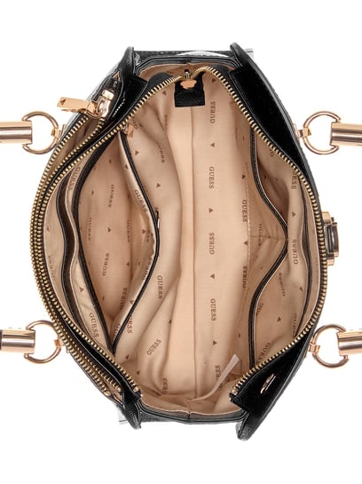 Guess Black Textured Orlina Society Satchel Bag