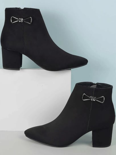 Buy Mochi Women's Black Casual Booties for Women at Best Price