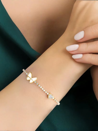 Buy Peora Gold Plated Cubic Zirconia & Openable Bracelet Online At