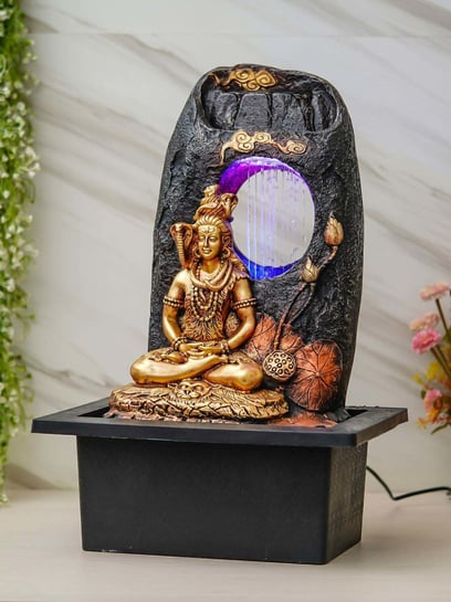 CHRONIKLE Brown Polyresin Lord Shiv Indoor Water Fountain