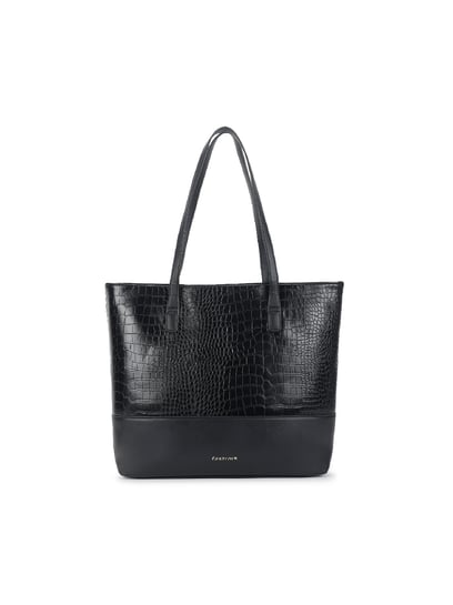 Buy Fastrack CL7 Black Animal Effect Large Laptop Tote Handbag For