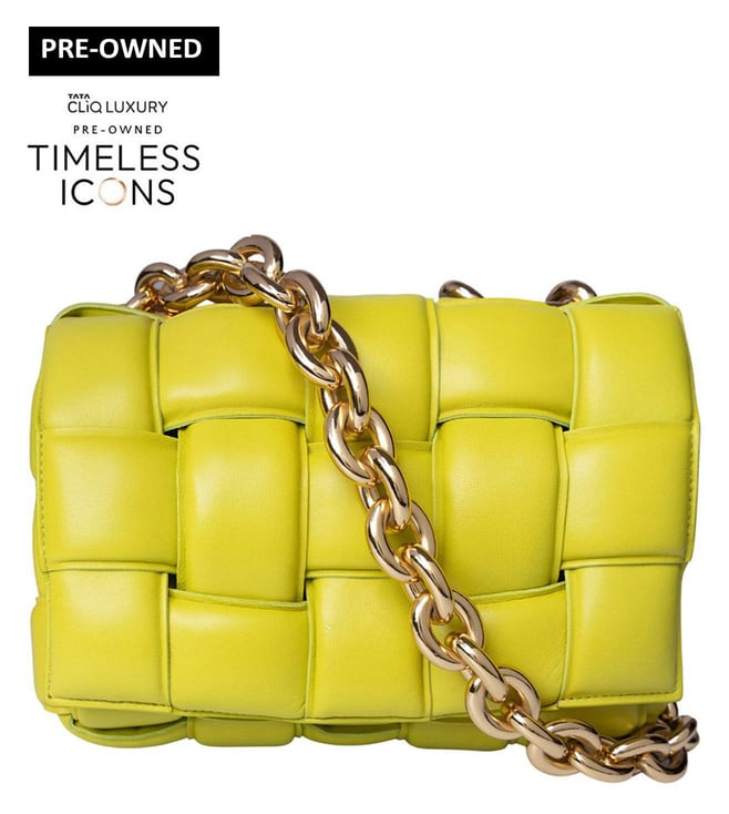 人気の新作 Small Green Lime VENETA BOTTEGA Buy Leather Luxury CLiQ Tata  @ Online Women for Bag Shoulder 小物