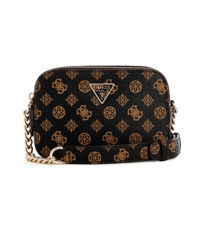 Guess Mocha Logo Printed Noelle Crossbody Camera Bag