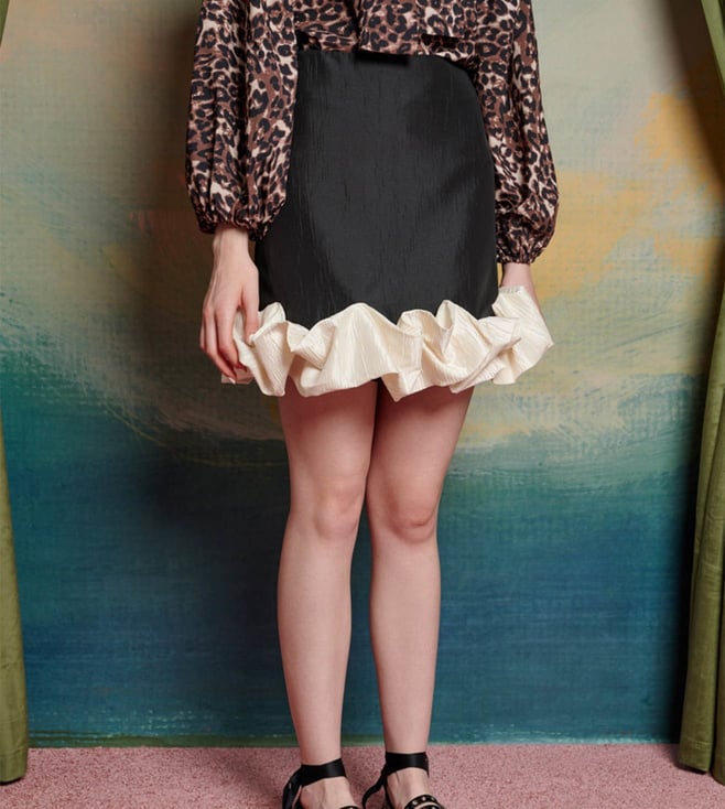 【英国発Sister Jane】Avante ruffled taffeta mini skirt Buy Sister Jane Black & White Regular Fit Mini Skirt for