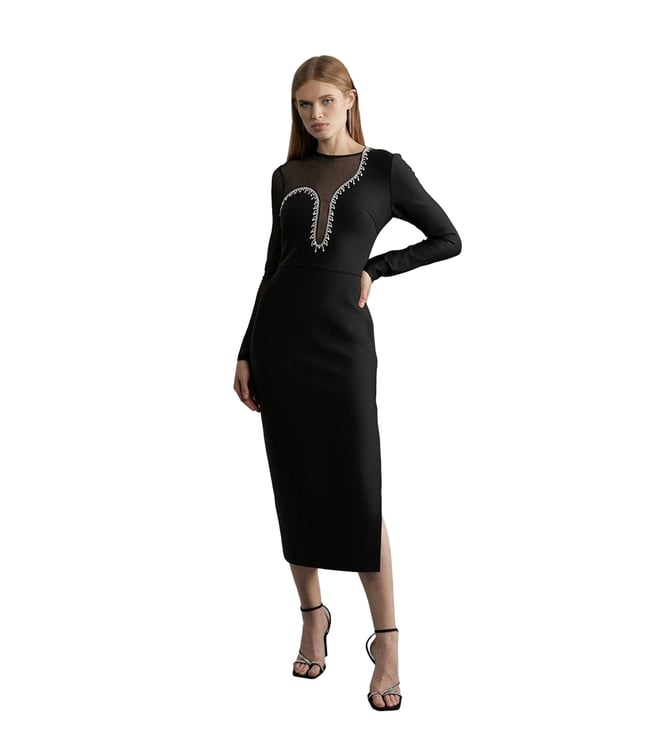 karen millen black bodycon dress Black Petite Viscose Cady Backless Bodycon Maxi Dress With Detachable  Viscose Georgette Cape