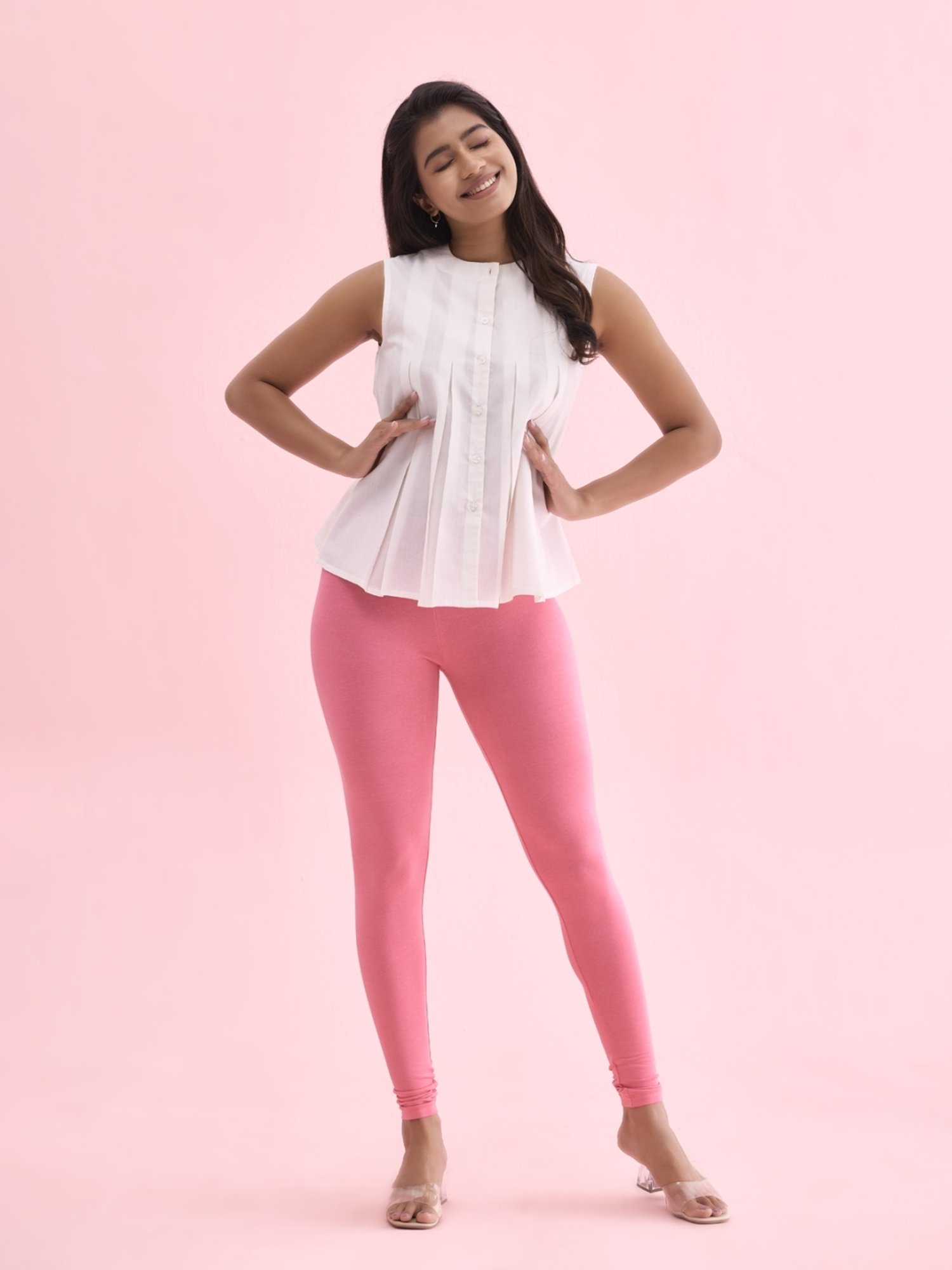 Go Colors Soft Cotton Stretch Ankle Length Leggings For Women