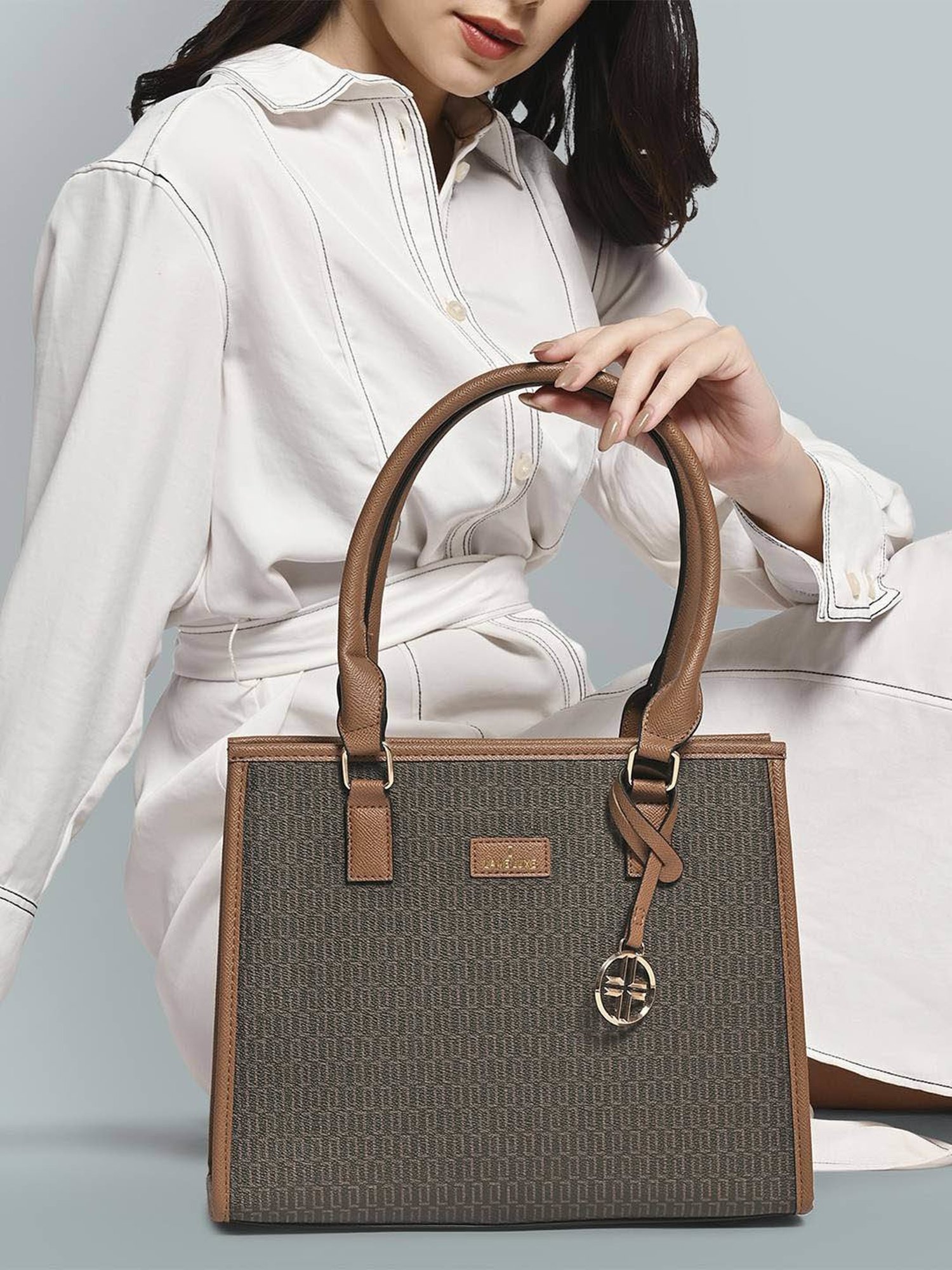 Buy Lavie Luxe Choco LX Quad Md Satchel Handbag Online @ Tata CLiQ