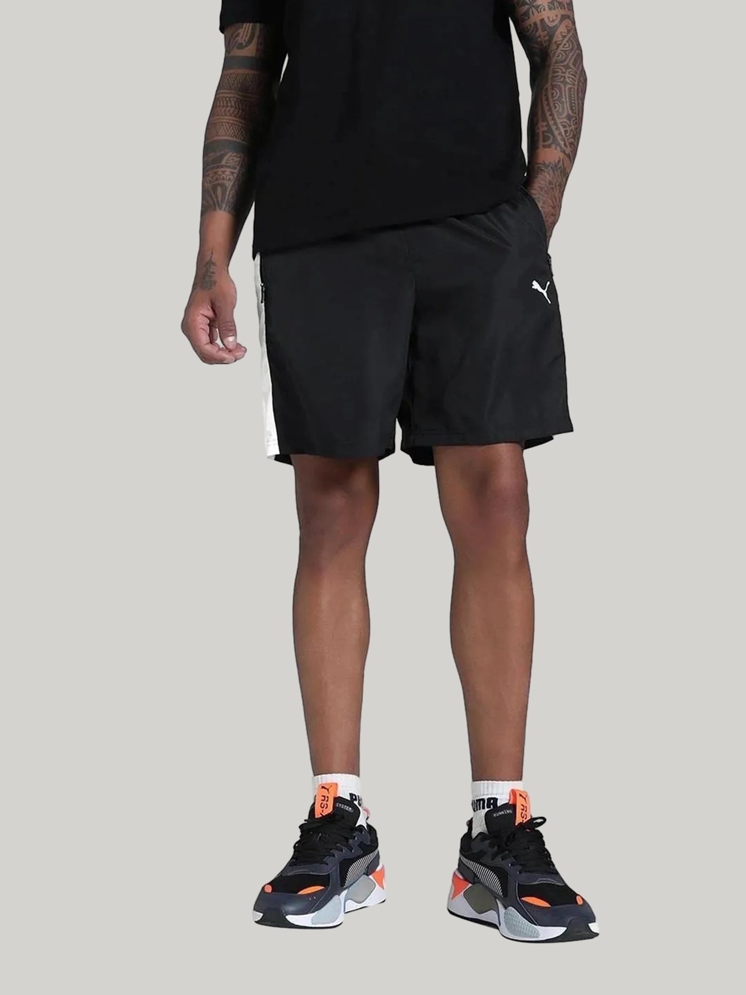 Puma Black Regular Fit Colour Block Sports Shorts