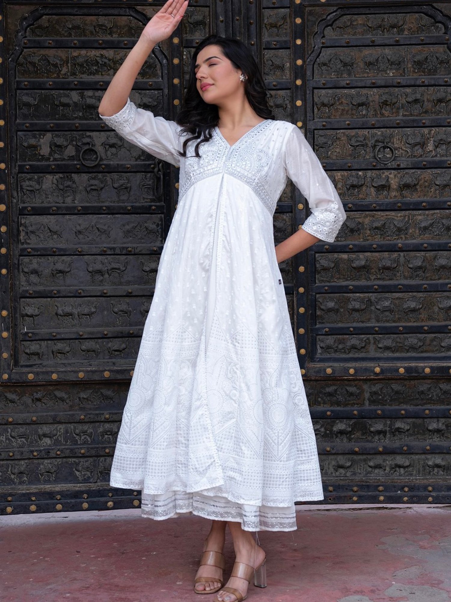 Juniper White Embroidered Maxi Dress