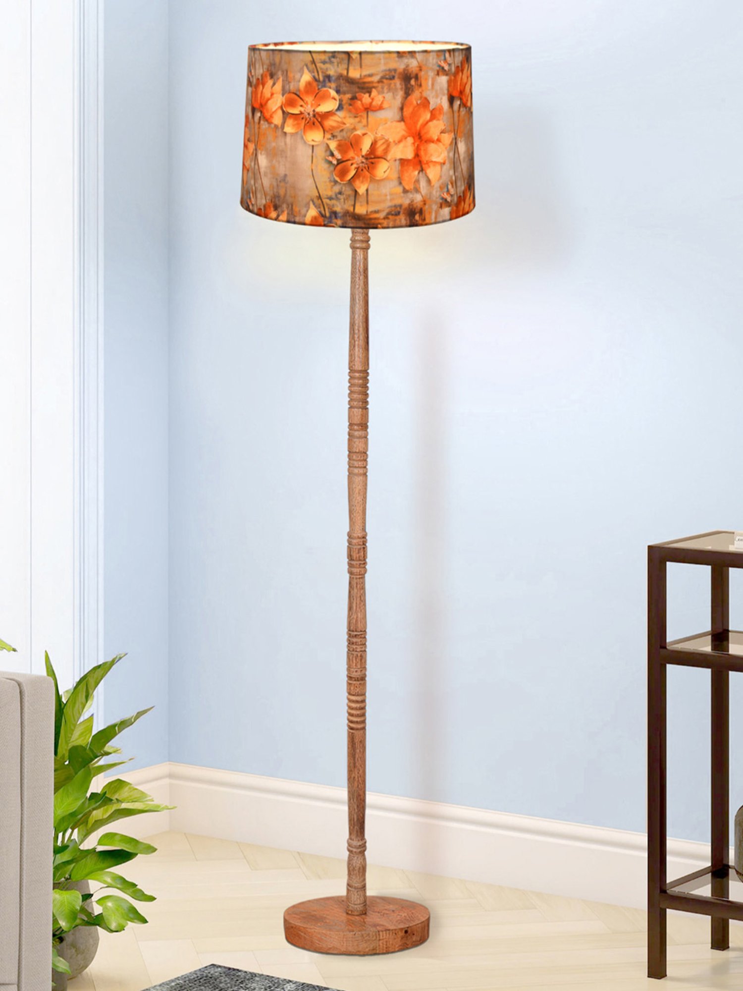 Buy Homesake Wooden Floor Lamp with Floreo Meadow at Best Price