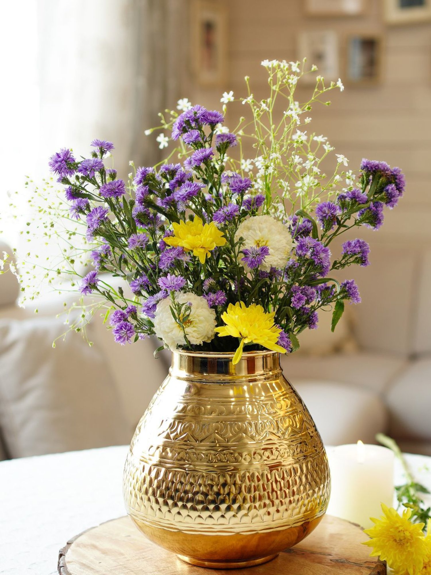 Buy BEHOMA Home Collection Gold Embossed Chitai Style Matki Flower