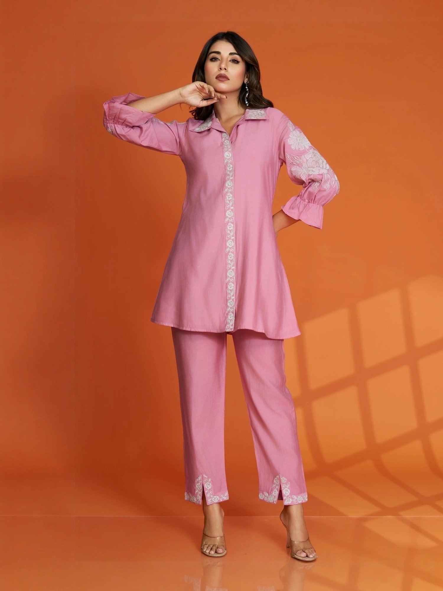 Autumnlane Pink Darika Embroidered Comfort fit Co-ord Set