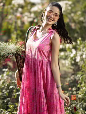 Buy Libas Pink Floral Print Dress for Women Online @ Tata CLiQ