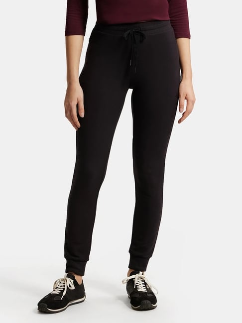 Buy Jockey Black Cotton Joggers - 1323 for Women Online @ Tata CLiQ