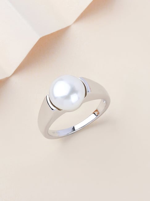 925 Silver Freshwater Pearl Finger Ring for Women Girls
