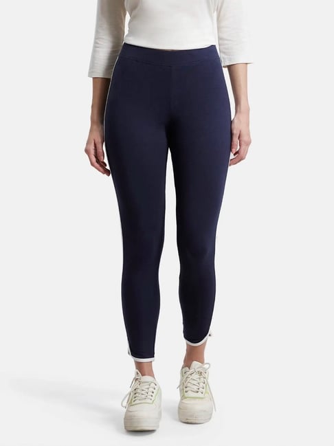 Jockey AW73 Women's Super Combed Cotton Leggings with Coin Pocket and  Contrast Side Piping