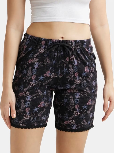 Jockey RX10 Women's Micro Modal Cotton Printed Shorts with Lace Trim on  Pockets (Prints May Vary)