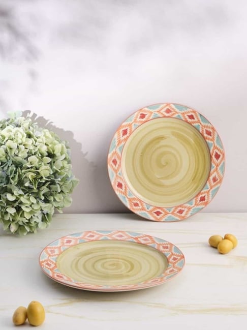 Freedom Folk Hand Painted Ceramic Dinner Plate Set Of