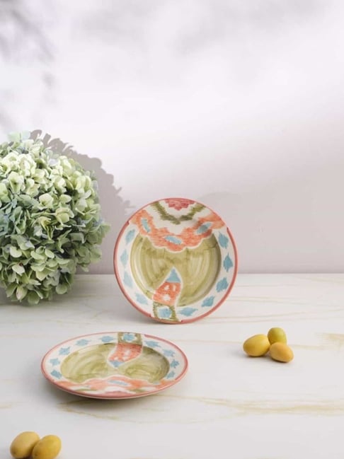 Freedom Folk Hand Painted Ceramic Side Plate Set Of