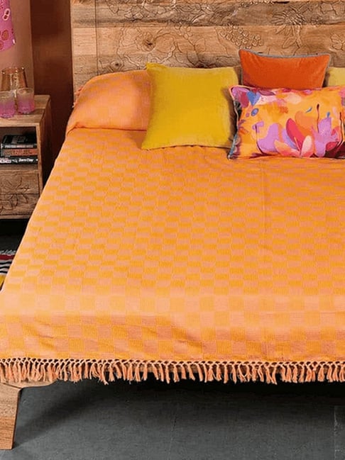 Sunset Peach Waffle Pure Cotton King Bedcover