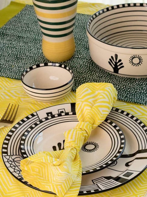 Buy Freedom Tree Black Mombaye Ceramic Dinner Plate Set Of for