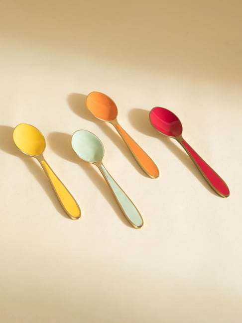 Day Break Enamel Painted Brass Dessert Spoon - Set Of 4-image-41