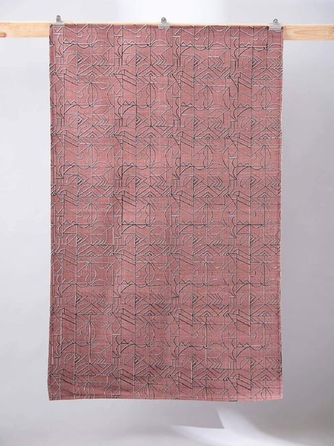 Wireframe Pure Cotton Salmon Pink Printed Rug - 4Ft X 6Ft