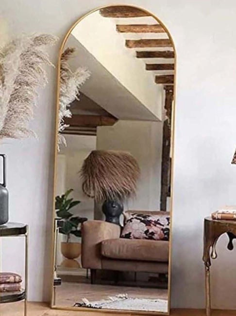 Casagold Rose Gold Large Metal Arch Full Length Mirror With Stand-picture-13