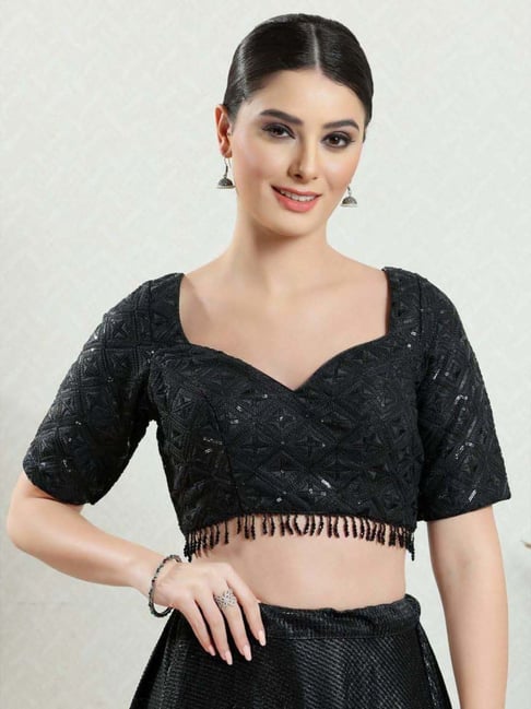 Salwar Studio Black Woven Pattern Blouse