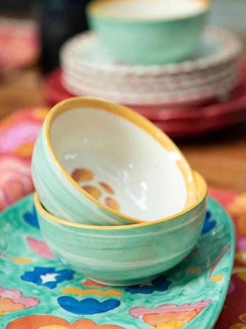 Gypsy Rose Hand Painted Ceramic Katori - Set Of 4-image-33