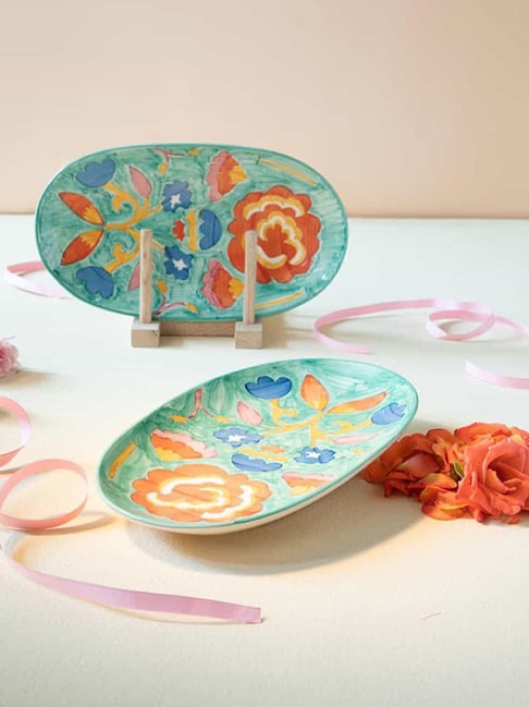 Gypsy Rose Hand Painted Ceramic Oval Platter-image-31