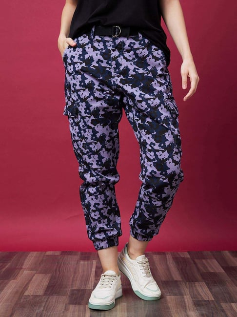 Globus Lavender Printed Mid Rise Cargo Pants-picture-19