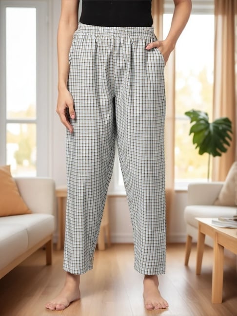 Kryptic Blue Black Cotton Checks Pyjamas