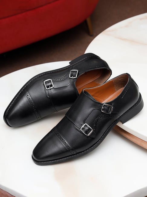 Louis Stitch Men's Black Monk Shoes