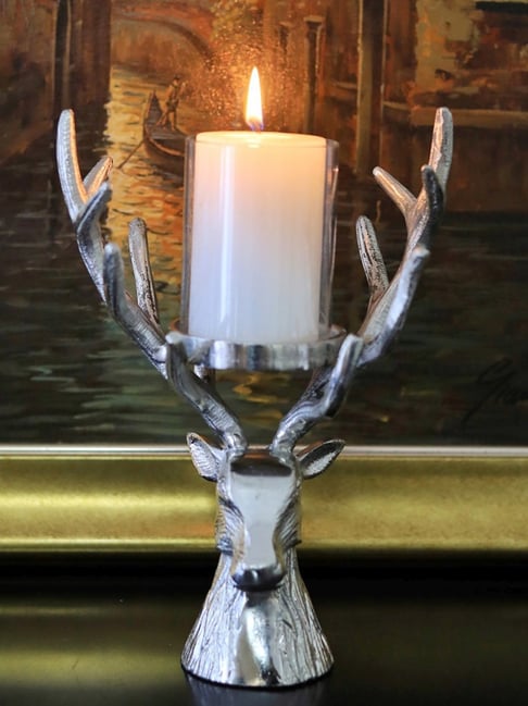 Casagold Silver Stag Majestic Medium Candle Holder