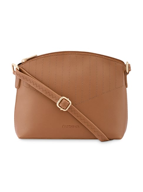 Buy Fastrack Tan Faux Leather Textured Sling Handbag Online At